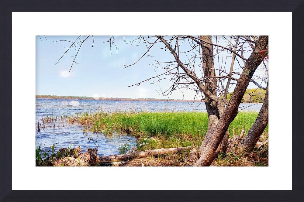 boat-lake-wood-framed-print framed print of photo of boat lake