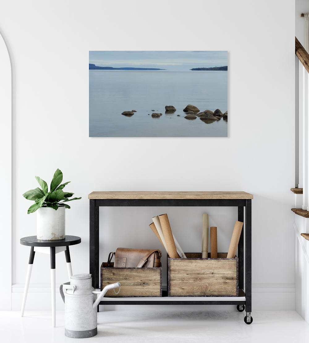 colpoys-bay-hallway print of colpoy's bay mounted on wall in hallway