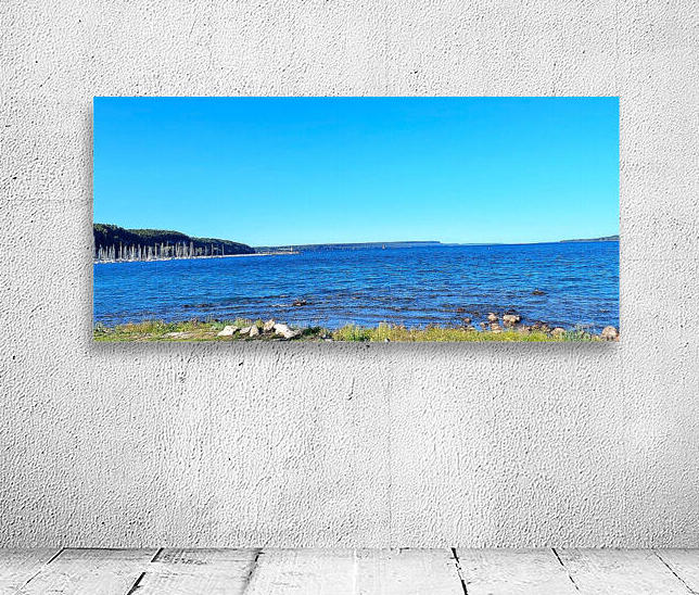 wiarton-beach-august-rough-wall wiarton beach august print mounted on light coloured wall with a rough texture